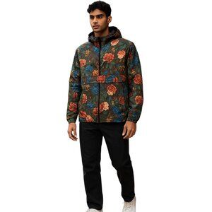 REASON Hooded Pullover Floral Multicolor Windbreaker Mens Size M Gorpcore